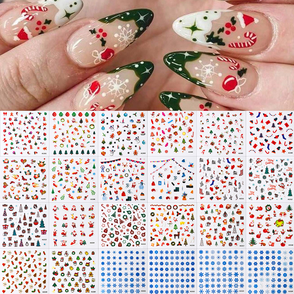 24pcs 3D Christmas Nail Art St - Nail Art Xmas Design ulasan dan harga