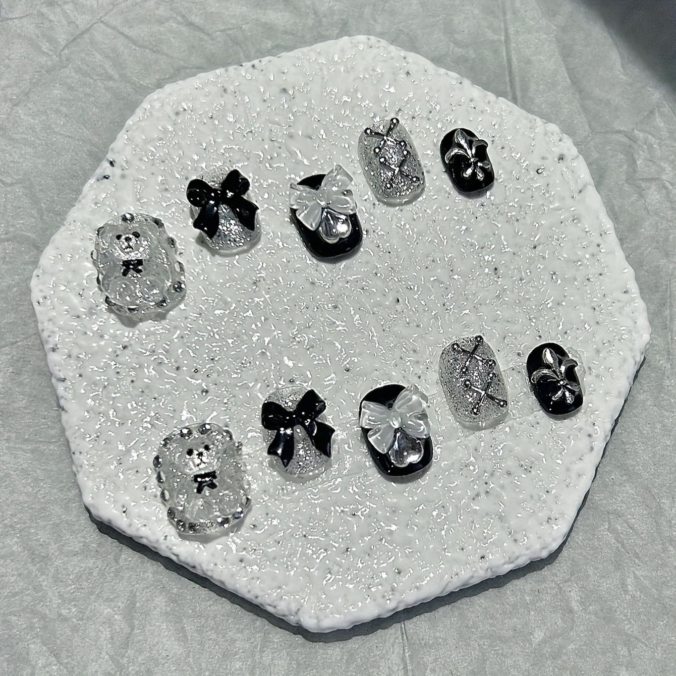 10 PCS Sheer Lace Bear Nail Ar - Nail Art Overlay ulasan dan harga