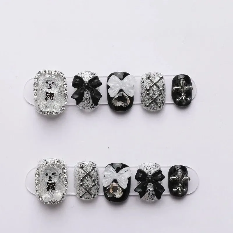 10 PCS Sheer Lace Bear Nail Ar - Nail Art Overlay ulasan dan harga