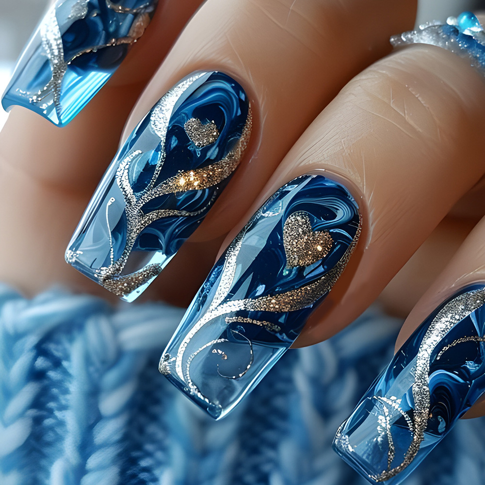 Gold Curve Sea Wave Press On N - Nail Art Emerald ulasan dan harga