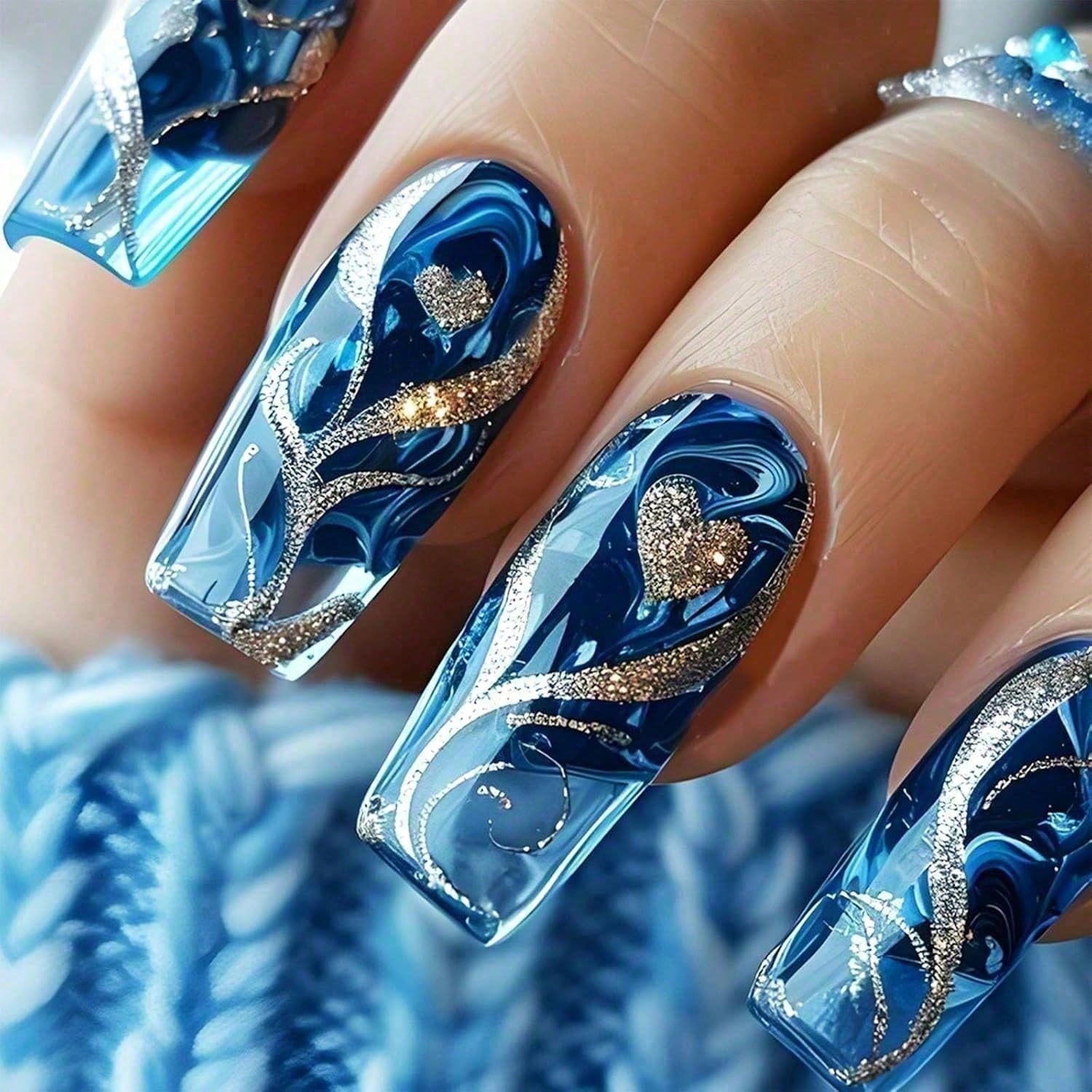 Gold Curve Sea Wave Press On N - Nail Art Emerald ulasan dan harga