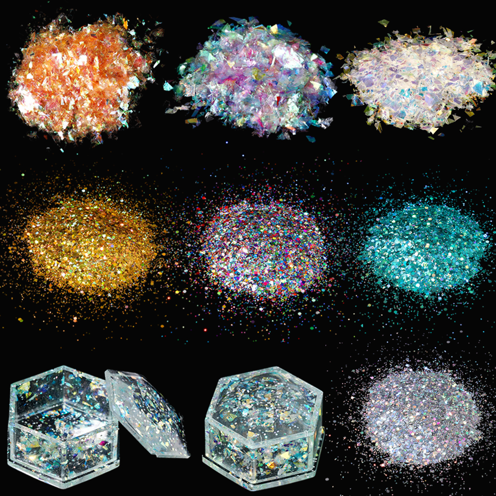 10g Irregular Shiny AB Mirror  - Nail Art Emerald ulasan dan harga