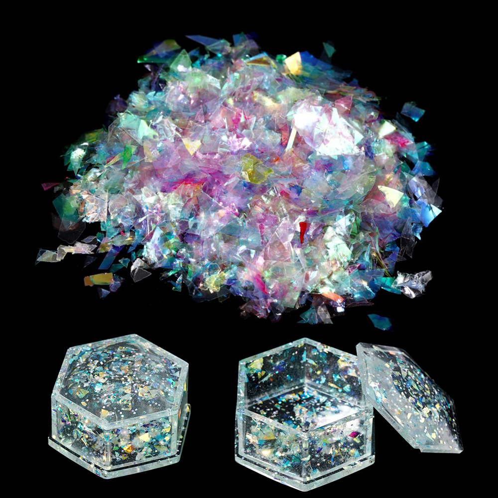 10g Irregular Shiny AB Mirror  - Nail Art Emerald ulasan dan harga