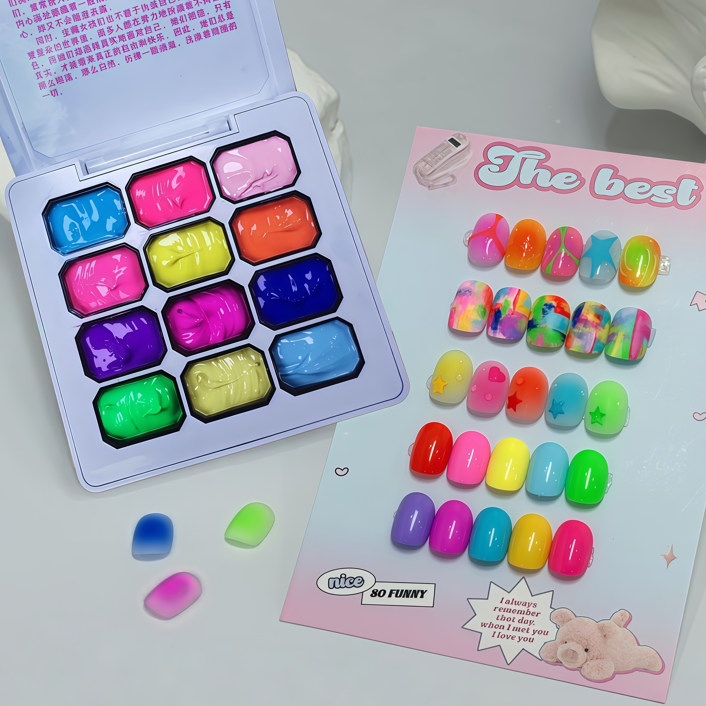 12 Color Rainbow Solid Nail Po - Nail Art Rainbow ulasan dan harga