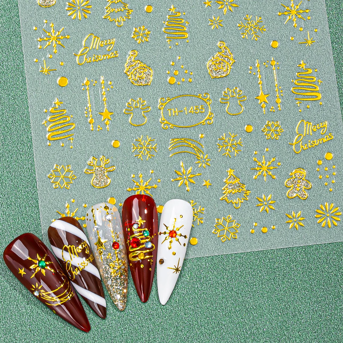 2pcs Cute New Year Cartoon Nai - Nail Art Xmas Stickers ulasan dan harga