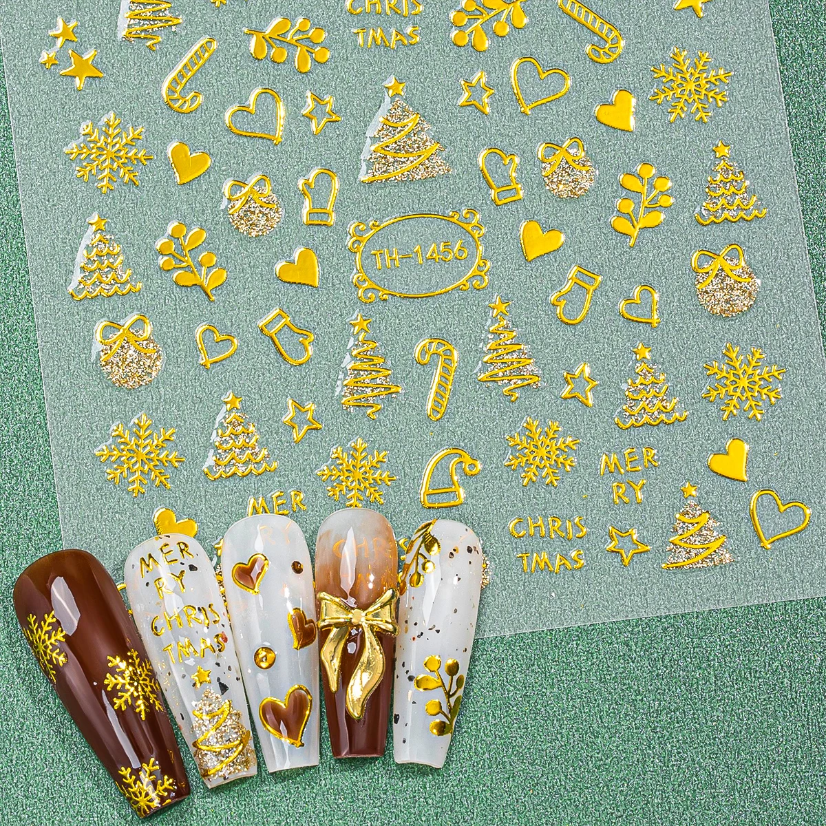 2pcs Cute New Year Cartoon Nai - Nail Art Xmas Stickers ulasan dan harga
