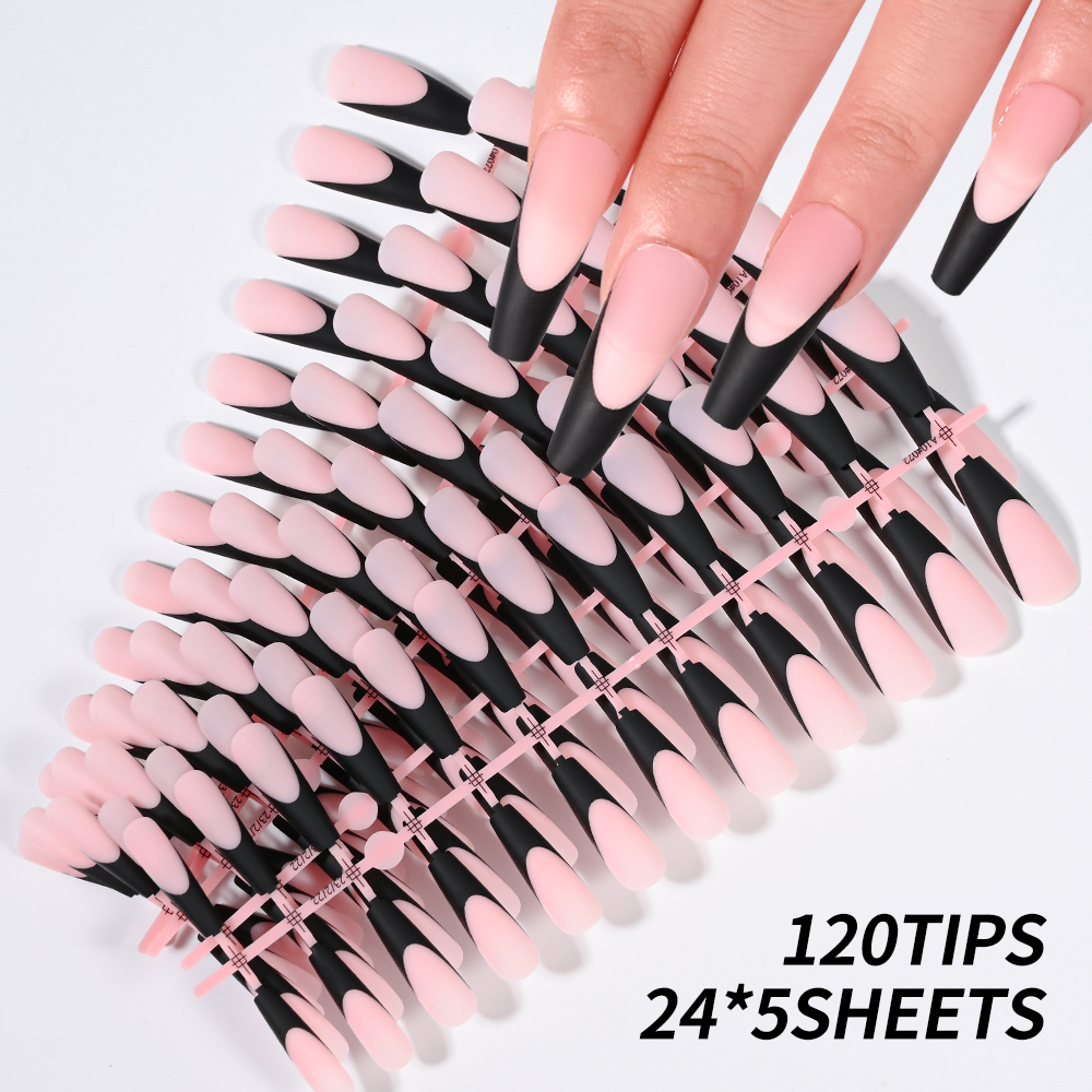 120PC Black French Gel Nail Ti - Nail Art Natural ulasan dan harga