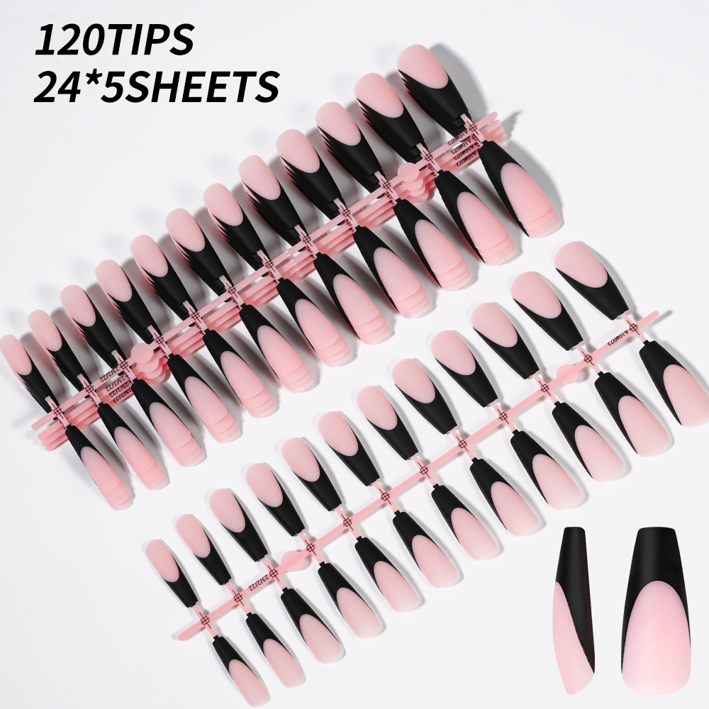 120PC Black French Gel Nail Ti - Nail Art Natural ulasan dan harga