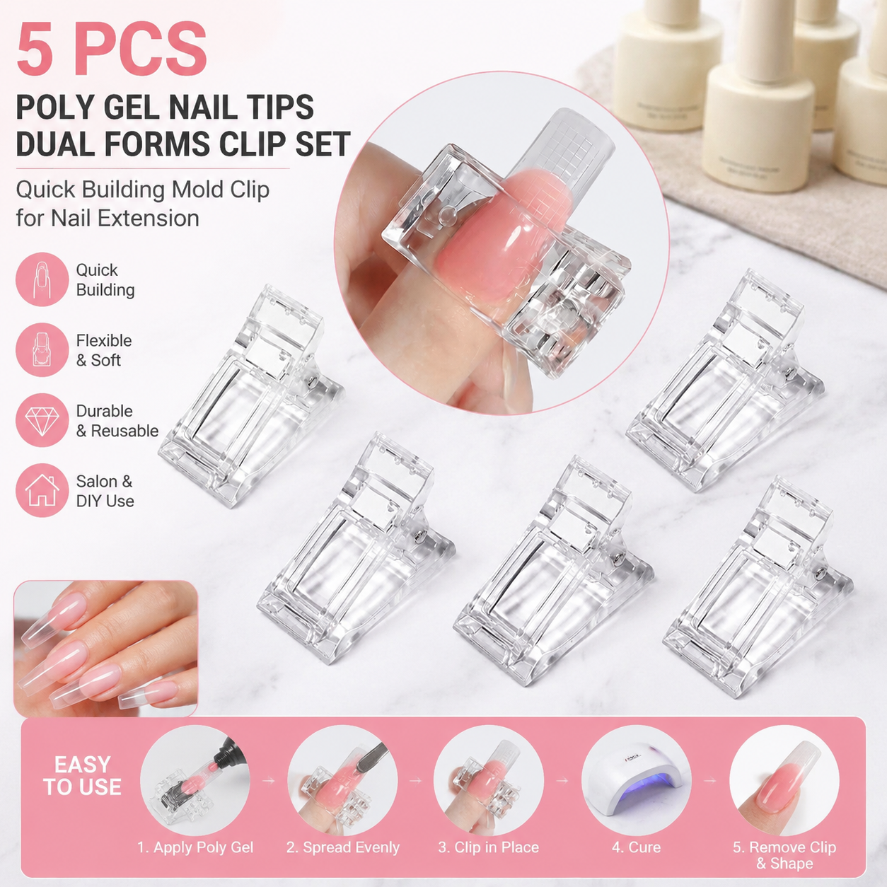 5 Pcs Flexible Soft Poly Gel N - Nail Art Extension ulasan dan harga