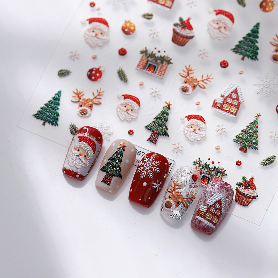 Cute Christmas Bear & Gingerbr - Nail Art Xmas Stickers ulasan dan harga