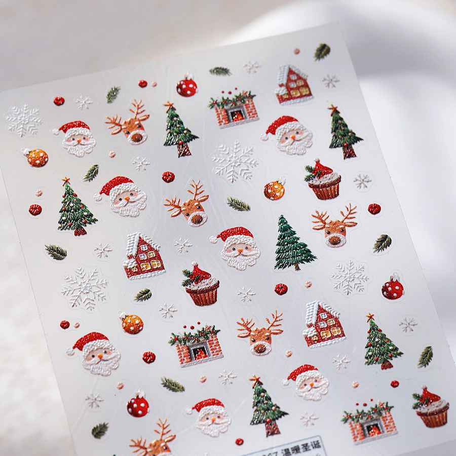 Cute Christmas Bear & Gingerbr - Nail Art Xmas Stickers ulasan dan harga
