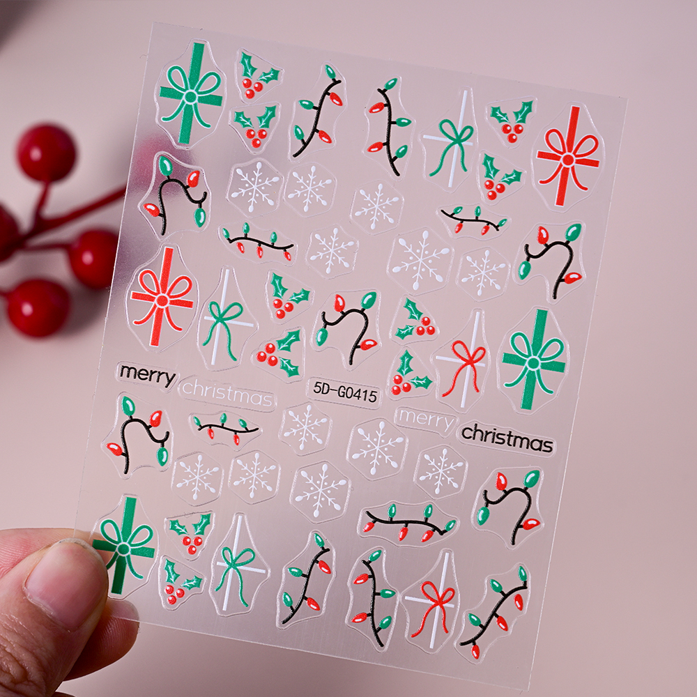 2pcs Christmas Holly Nail Art  - Nail Art Xmas Stickers ulasan dan harga