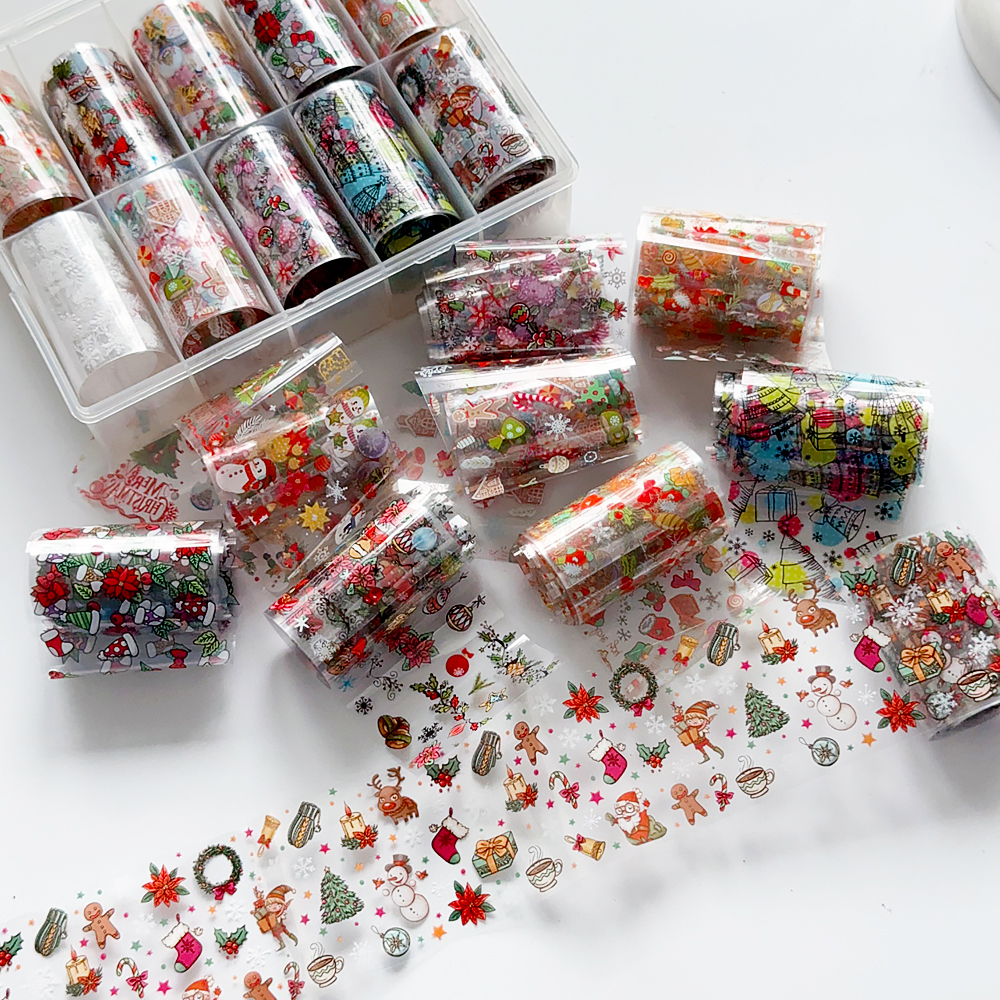 10 Rolls Christmas Nail Art Fo - Nail Art Xmas Stickers ulasan dan harga