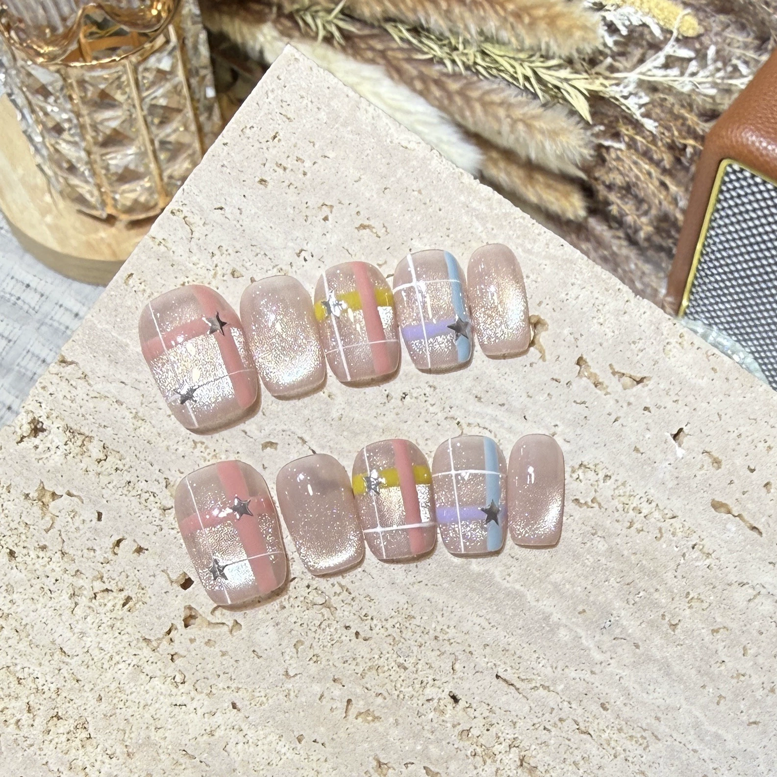 10pcs Aurora Chrome Press on N - Nail Art Overlay ulasan dan harga