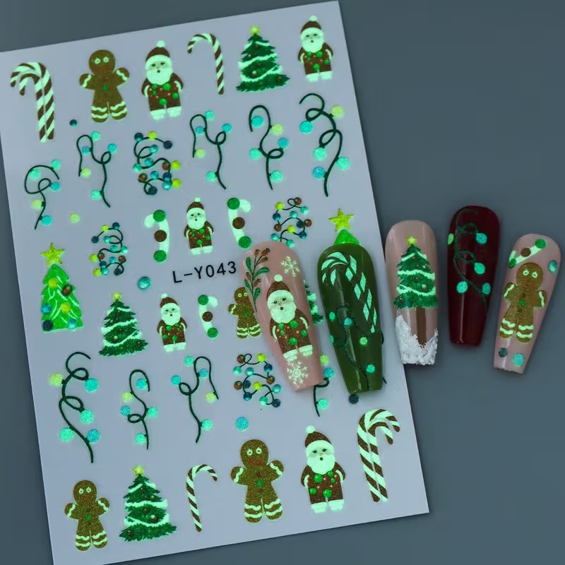 3D Luminous Christmas Nail Art - Nail Art Xmas Stickers ulasan dan harga