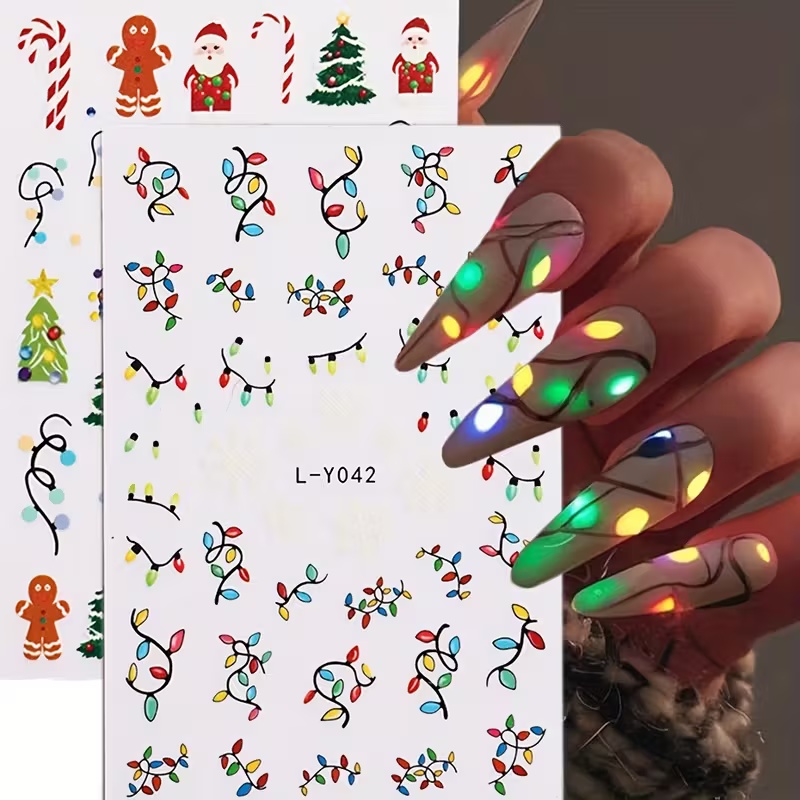 3D Luminous Christmas Nail Art - Nail Art Xmas Stickers ulasan dan harga