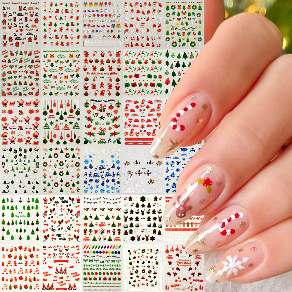 30pcs Cute Cartoon Snowman Chr - Nail Art Xmas Stickers ulasan dan harga