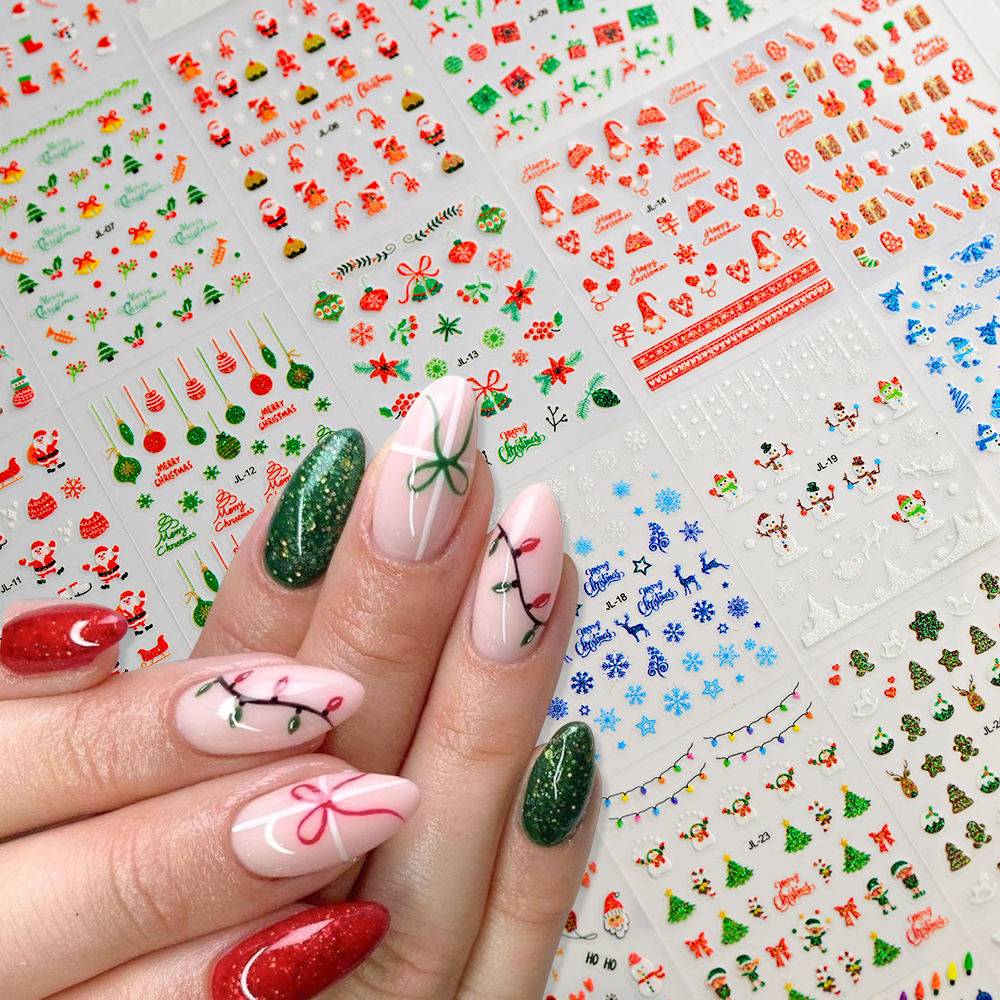30pcs Cute Cartoon Snowman Chr - Nail Art Xmas Stickers ulasan dan harga