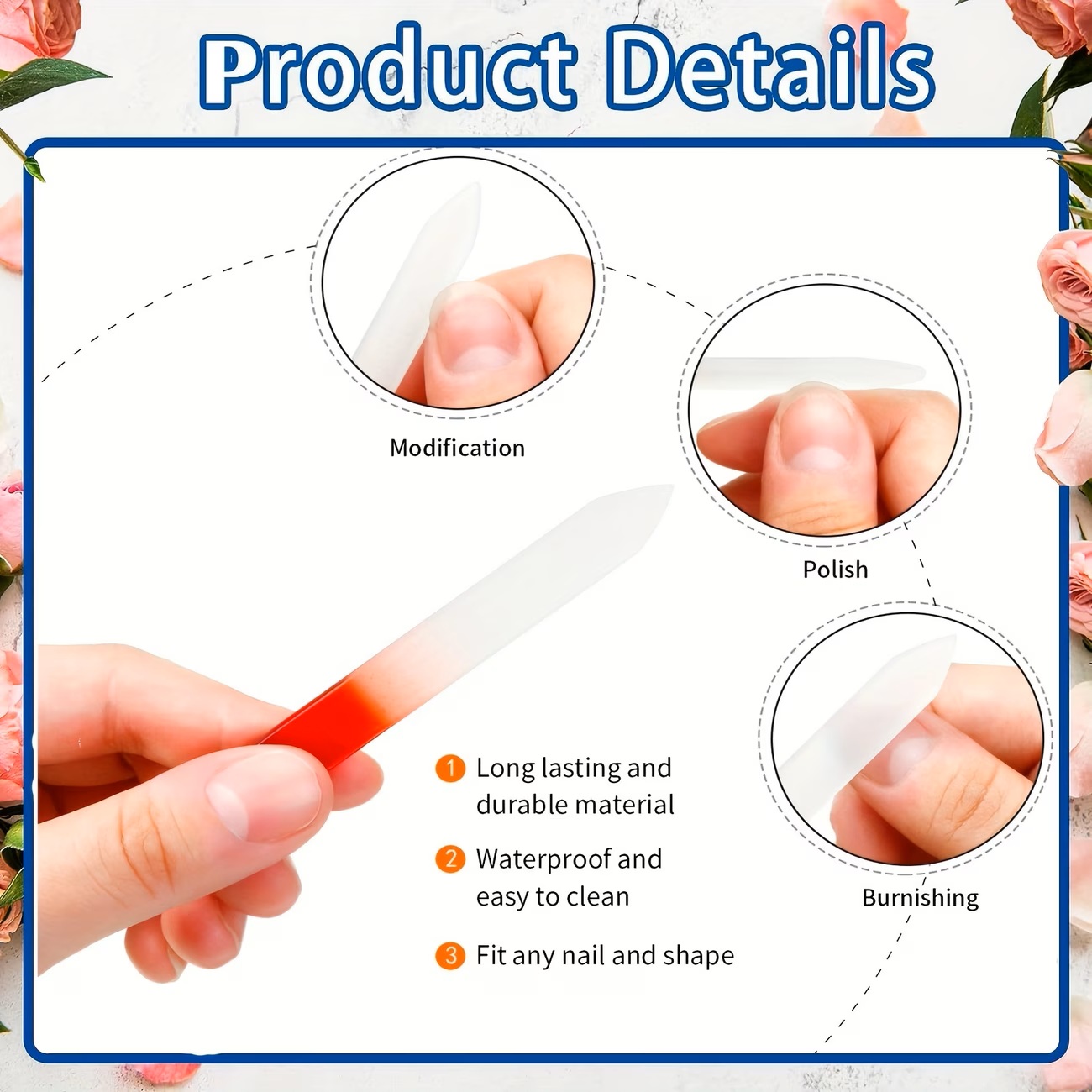6pcs Crystal Glass Nail Files  - Nail Art Rainbow ulasan dan harga
