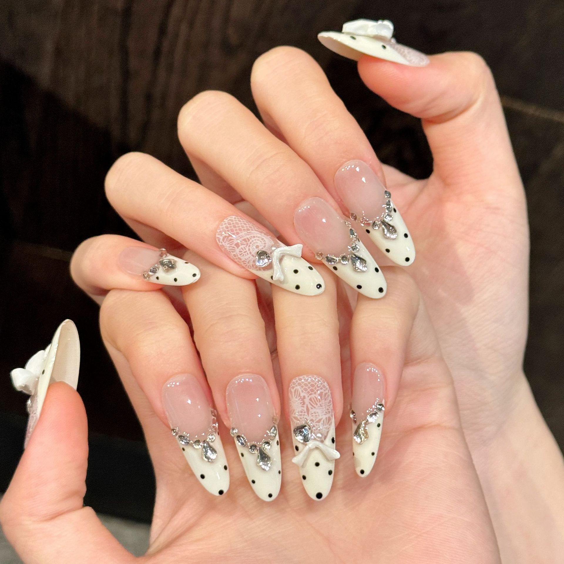 10pcs Pure Hand Pressed Long O - Nail Art Emerald ulasan dan harga