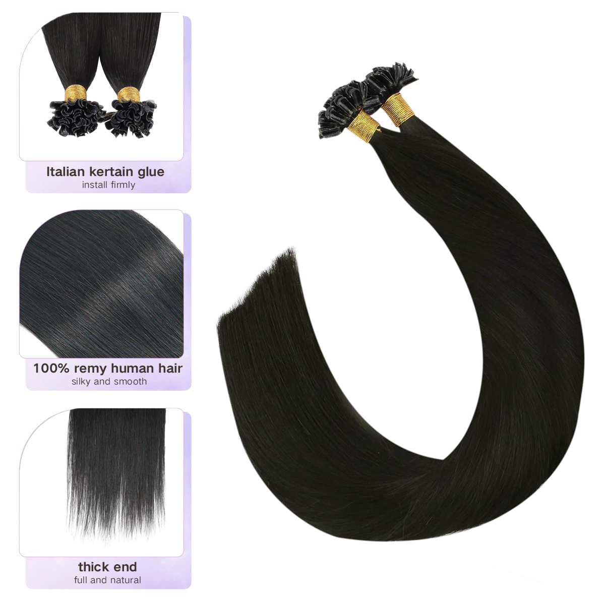 U Tip Human Hair Extensions 50 - Nail Art Natural ulasan dan harga