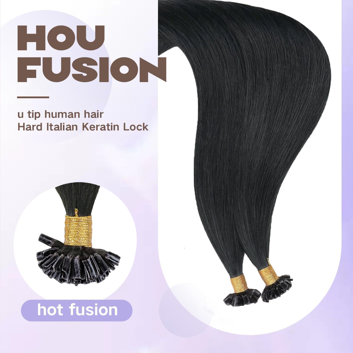 U Tip Human Hair Extensions 50 - Nail Art Natural ulasan dan harga
