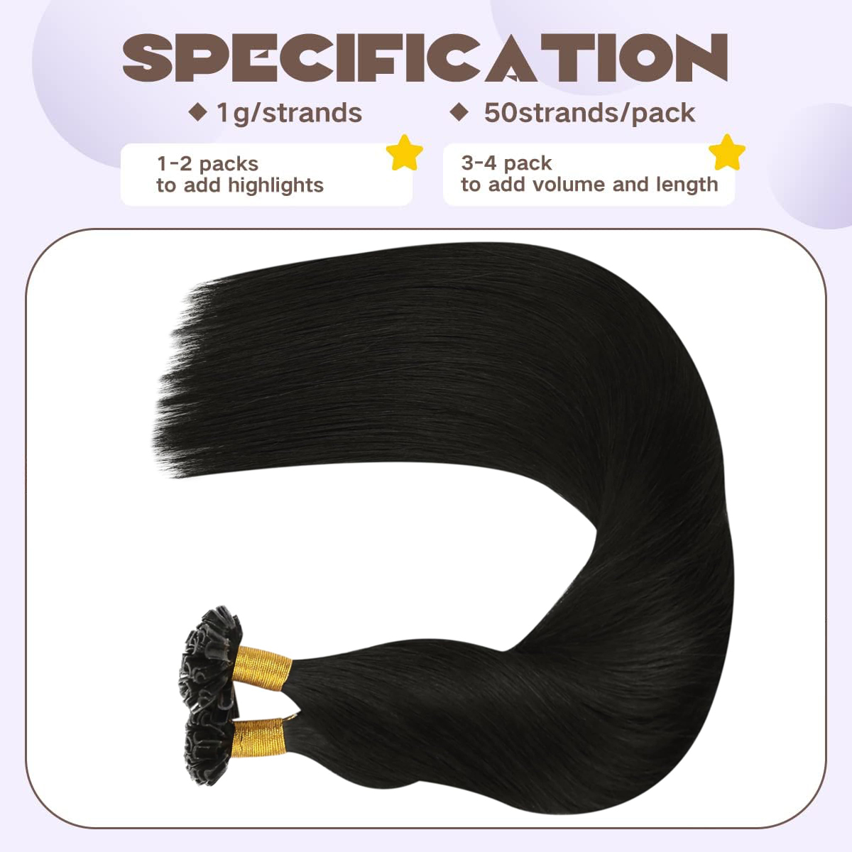 U Tip Human Hair Extensions 50 - Nail Art Natural ulasan dan harga